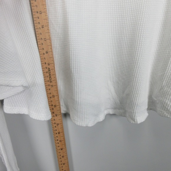 We The Free People Womens Microphone Drop Thermal White Waffle Long Sleeve Top S - Picture 4 of 12